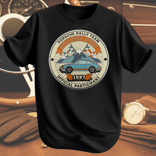 PORSCHE RALLY TEAM T-shirt svart inspirerad av klassisk racingkultur