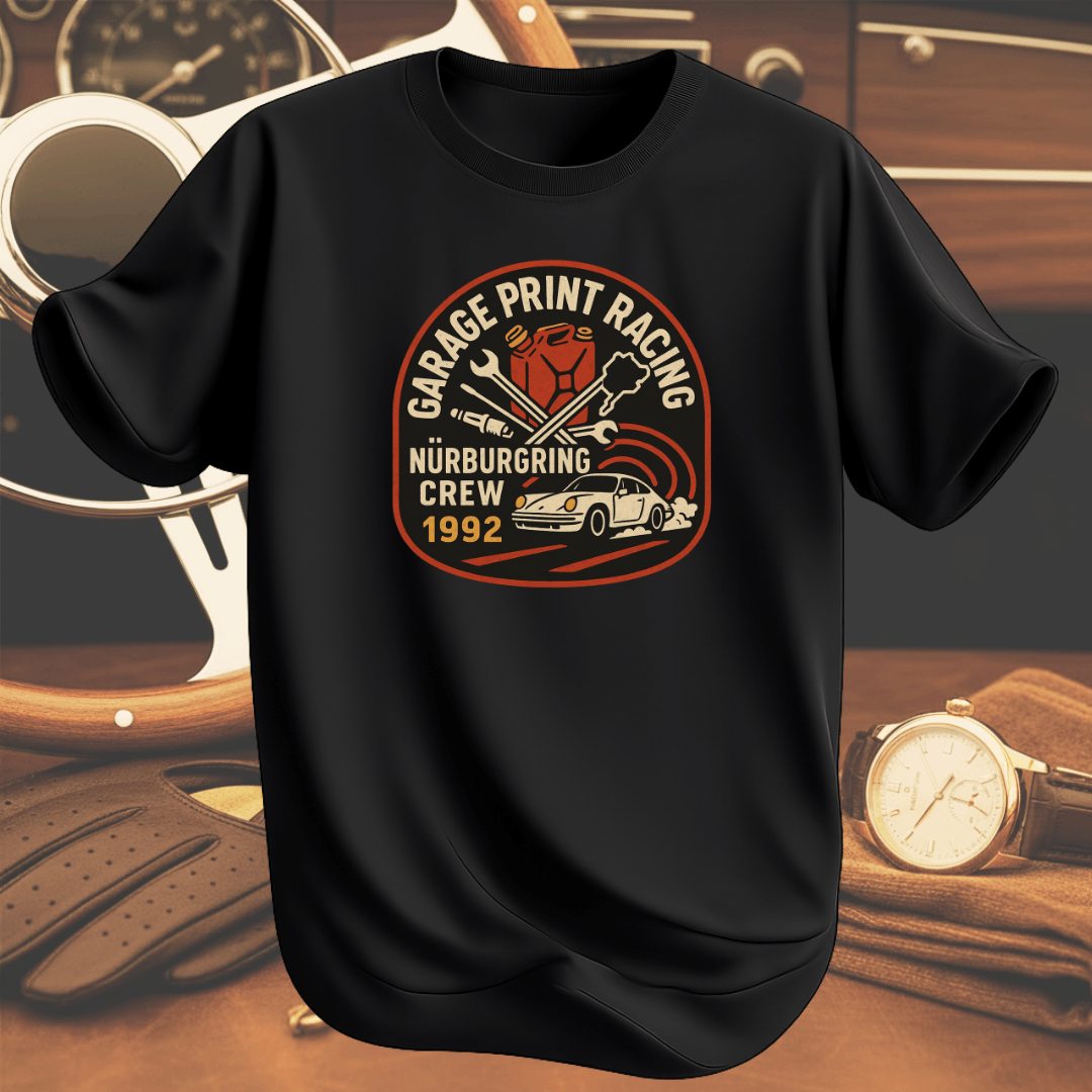 GARAGE PRINT RACE T-shirt vit inspirerad av garagekultur och racingkänsla