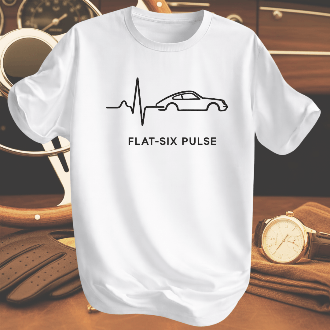 FLAT-SIX PULSE T-shirt vit inspirerad av klassisk motorkultur