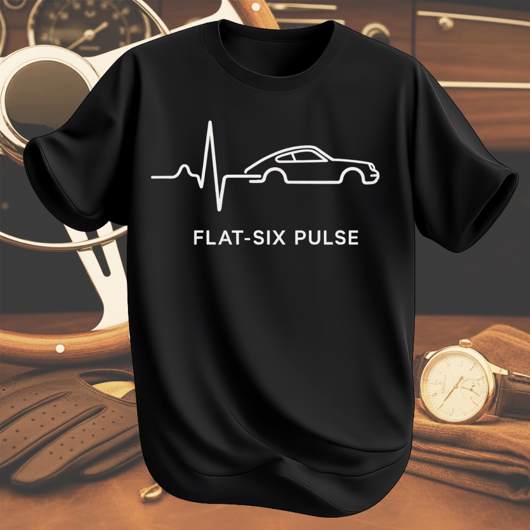 FLAT-SIX PULSE T-shirt svart inspirerad av klassisk motorkultur