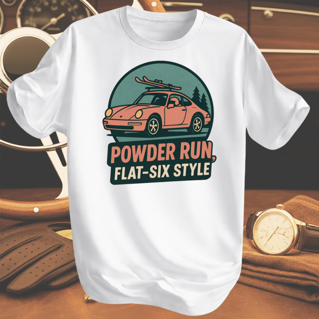 POWDER RUN T-shirt vit inspirerad av klassiska vintervägar