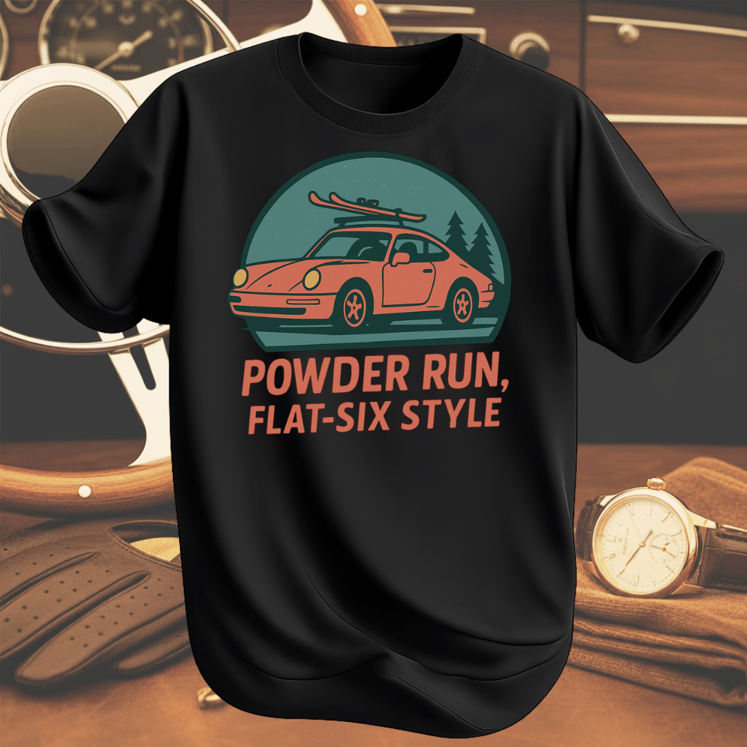 POWDER RUN T-shirt svart inspirerad av klassiska vintervägar